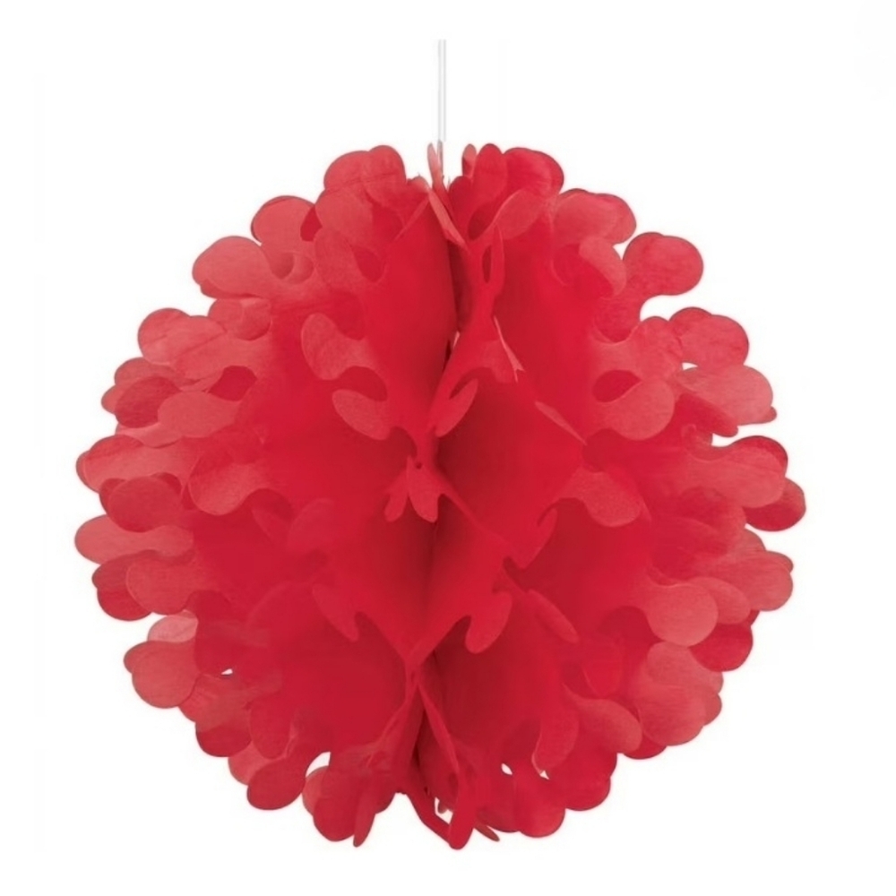 DG Party Flutter Tissue Paper Ball Red 11 in